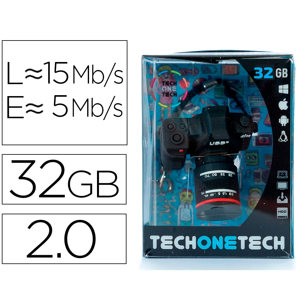 Memoria Usb Tech On Tech Camara Fotos Dx 32 Gb