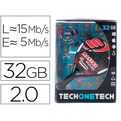 TECH ON TECH Memoria Usb Tech On Tech Raqueta Padel Roja 32 Gb