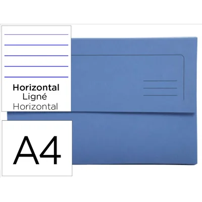 EXACOMPTA Subcarpeta Cartulina Exacompta Clean Safe Pocket Horizontal DIN A4 con 2 Solapas Azul 400 G Paquete de 5 Unidades
