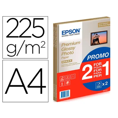 EPSON Papel Fotografico Epson Premiun Glossy Photo Satinado DIN A4 Promo 2 X 15 Hojas 225 GR