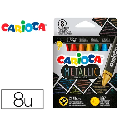 CARIOCA Lapices Cera Carioca Metallic Triangular Caja de 8 Unidades Colores Surtidos