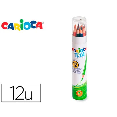 CARIOCA Lapices de Colores Carioca Tita Mina 3 MM Tubo Carton 12 Colores Surtidos + Sacapuntas