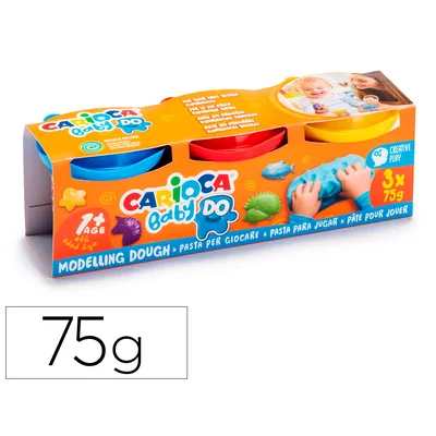 CARIOCA Pasta de Modelar Carioca Baby Dough Bote 75 G Set de 3 Colores Surtidos