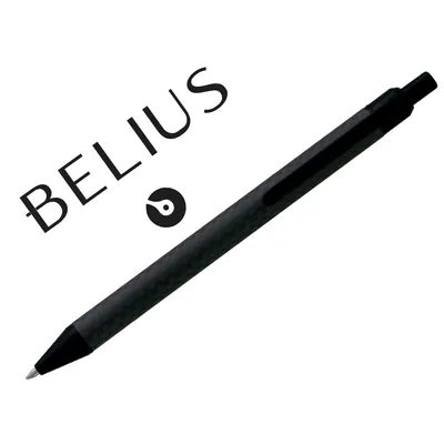 BELIUS Boligrafo Belius Potsdam Negro Cuerpo Fibra Carbon Tinta Gel Azul en Estuche