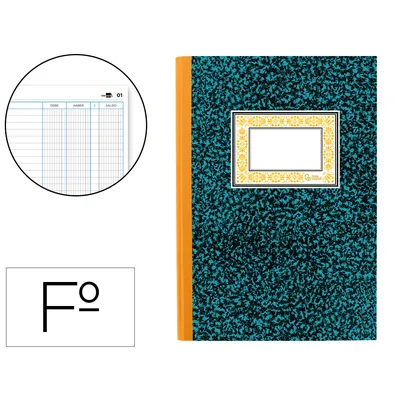 LIDERPAPEL Libro Liderpapel Folio Cartone 100 Hojas Cuentas Corrientes Debe Haber y Saldo
