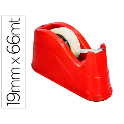 Q-CONNECT Portarrollo Sobremesa Q-Connect Plastico para Cintas de 66 M Color Rojo 220X100X70 MM