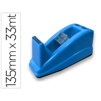 Q-CONNECT Portarrollo Sobremesa Q-Connect Plastico para Cinta de 33 M Color Azul 135X58X60 MM