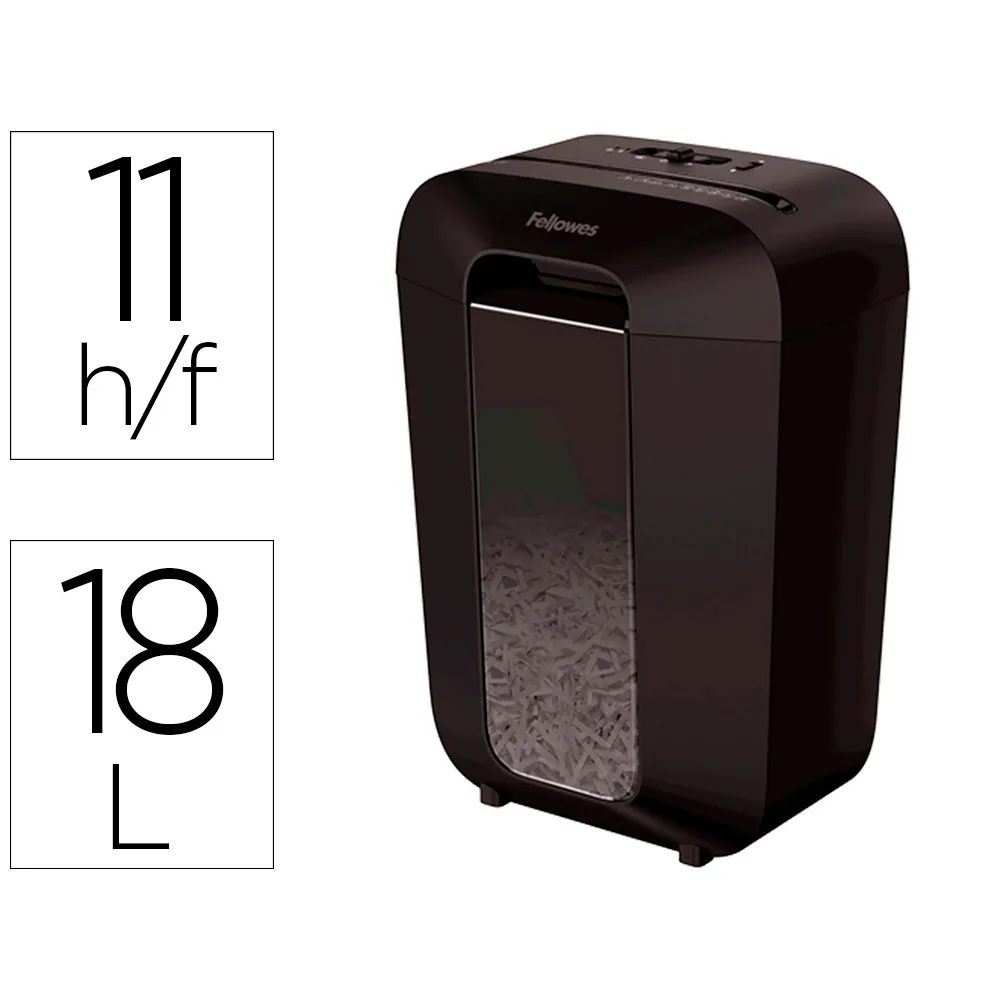Destructora de Documentos Fellowes LX-70D Capacidad 11H Seguridad P4 Destruye Grapas Clips y Tarjeta Papelera 18 L