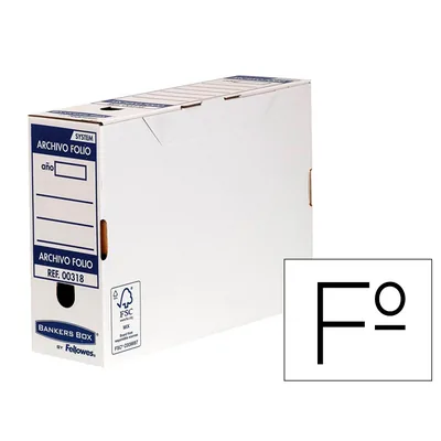 FELLOWES Caja Archivo Definitivo Fellowes Folio Carton Reciclado 100% Lomo 100 MM Montaje Automatico Color Azul
