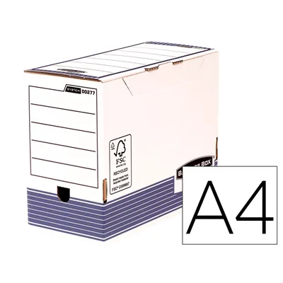 FELLOWES Caja Archivo Definitivo Fellowes A4 Carton Reciclado 100% Lomo 150 MM Montaje Automatico Color Azul