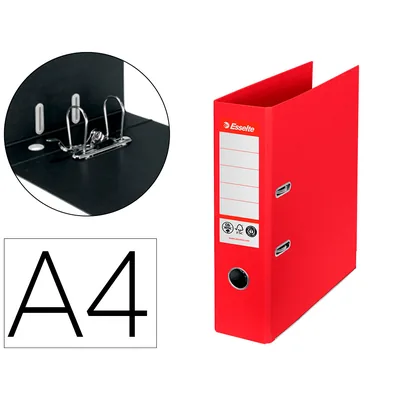ESSELTE Archivador de Palanca Esselte N 1 DIN A4 Carton Forrado 100% Reciclado Lomo 75 MM Rojo Vivida