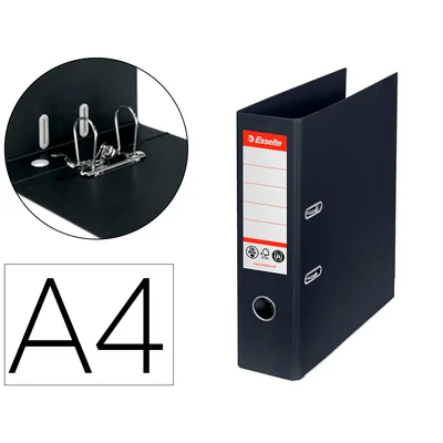 ESSELTE Archivador de Palanca Esselte N 1 DIN A4 Carton Forrado 100% Reciclado Lomo 75 MM Negro