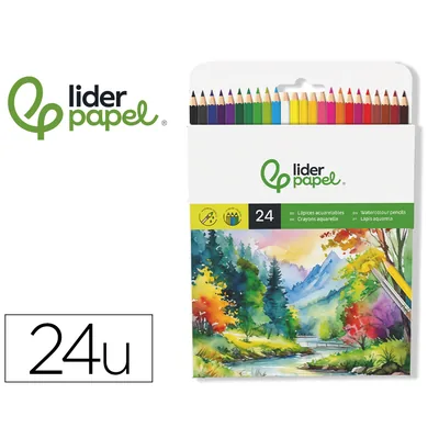 LIDERPAPEL Lapices de Colores Acuarelables Liderpapel Caja de 24 Unidades Colores Surtidos