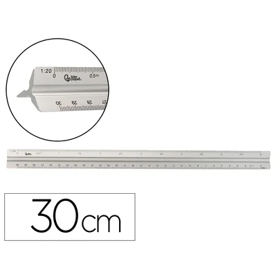 LIDERPAPEL Escala Liderpapel Aluminio Forma Triangular con Funda Protectora Longitud 30 CM 1:20 1:25/1:50/1:75/1:100/1:150
