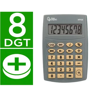 LIDERPAPEL Calculadora Liderpapel Bolsillo XF03 8 Digitos Pilas Color Gris 99X64X9 MM