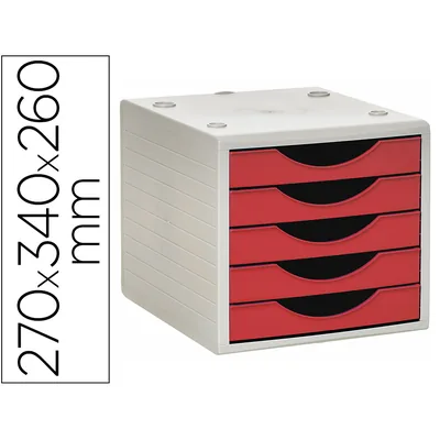 ARCHIVO 2000 Fichero Cajones de Sobremesa Archivo 2000 5 Cajones Color Rojo Opaco 270X340X260 MM