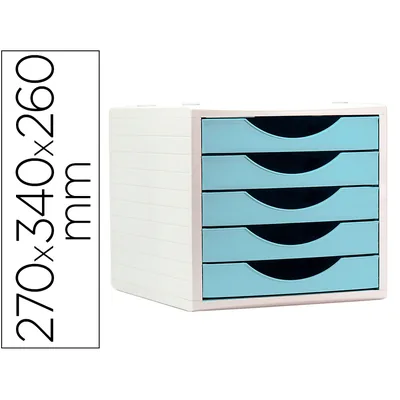 ARCHIVO 2000 Fichero Cajones de Sobremesa Archivo 2000 5 Cajones Color Azul Pastel 270X340X260 MM