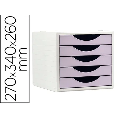 ARCHIVO 2000 Fichero Cajones de Sobremesa Archivo 2000 5 Cajones Color Lavanda Pastel 270X340X260 MM