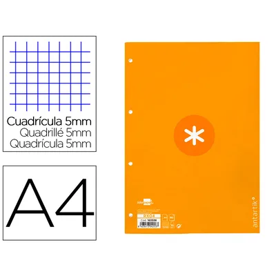 ANTARTIK Recambio Antartik A4 80 Hojas 90GR Cuadro 5 MM 4 Taladros 1 Banda Marco Color Mostaza