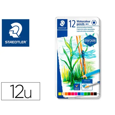 STAEDTLER Lapices de Colores Staedtler Acuarelables Caja Metal de 12 Unidades Colores Surtidos