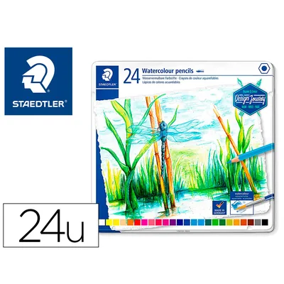 STAEDTLER Lapices de Colores Staedtler Acuarelables Caja Metal de 24 Unidades Colores Surtidos