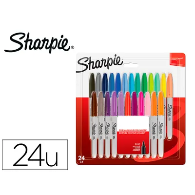 SHARPIE Rotulador Sharpie Permanente Fino Blister 24 Unidades Colores Surtidos