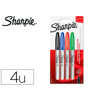 SHARPIE Rotulador Sharpie Permanente Fino Blister 4 Unidades Colores Estandar Surtidos