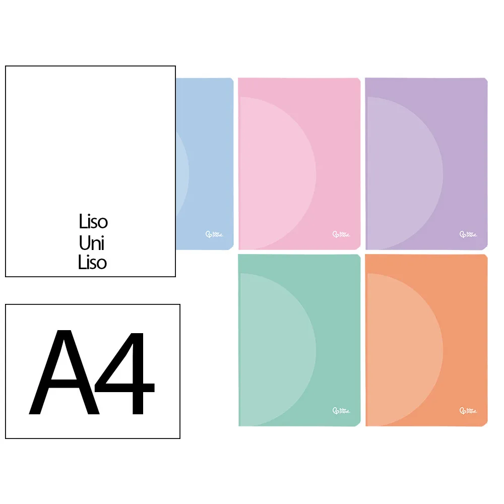 Libreta Liderpapel 360 Tapa de Plastico A4 48 Hojas 90GR Liso Sin Margen Colores Pastel Surtidos