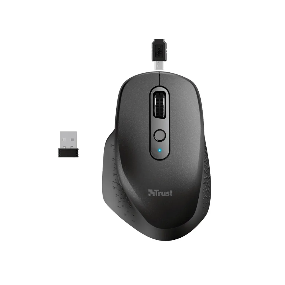 Raton Trust Ozaa Optico Inalambrico 2400DPI 6 Botones Usb 2.0 Negro