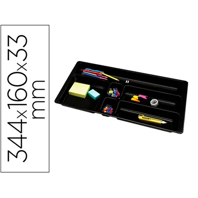 Q-CONNECT Bandeja Organizadora Q-Connect de Cajones Color Negro 344X160X33 MM