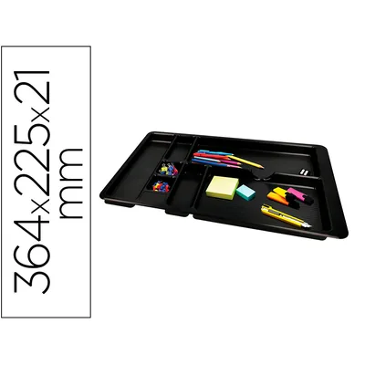 Q-CONNECT Bandeja Organizadora Q-Connect de Cajones Color Negro 364X225X21 MM