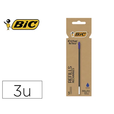 BIC Recambio Boligrafo Bic Cristal Renew Color Azul Blister de 3 Unidades