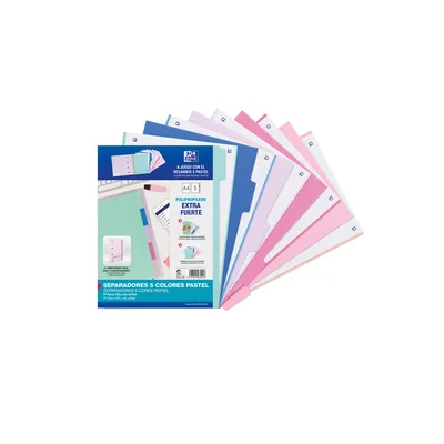 OXFORD Separadores de Plastico Oxford Polipropileno 500 Mc Colores Pastel Juego de 5 Separadores