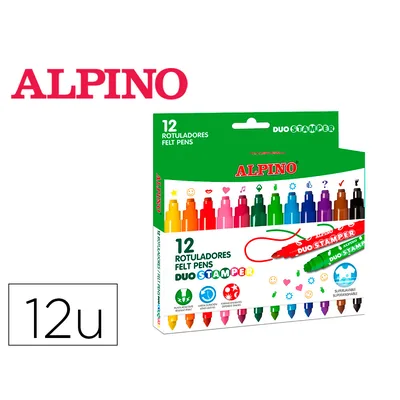 ALPINO Rotulador Alpino Duo Stamper Caja de 12 Unidades Colores Surtidos