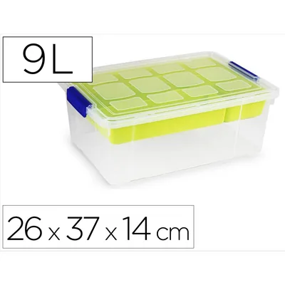PLASTICFORTE Contenedor Plastico Plasticforte 9 Litros N 31 Transparente con Tapa y Bandeja 260X370X140 MM