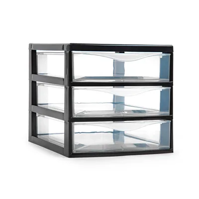 PLASTICFORTE Cajonera Plastiforte Tajo 3 Cajones Color Negro 180X230X170 MM