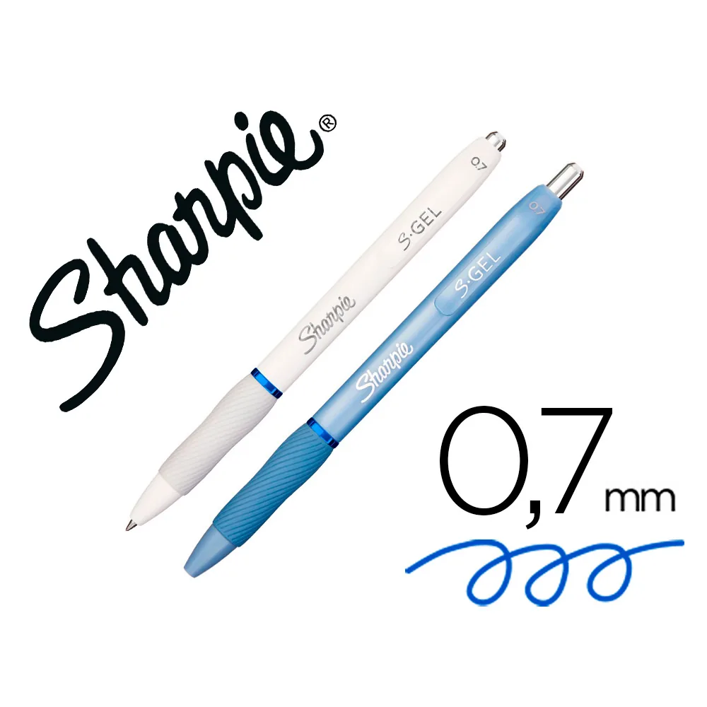 Boligrafo Sharpie Fashion Retractil Tinta Gel Azul 0,7 MM Color Azul Hielo y Blanco