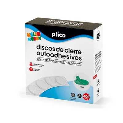 PLICO Disco de Cierre Plico Velcro Autoadhesivo 20 MM Diametro Color Verde Caja de 400 Unidades