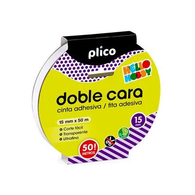 PLICO Cinta Adhesiva Plico Doble Cara Transparente 50 M X 15 MM