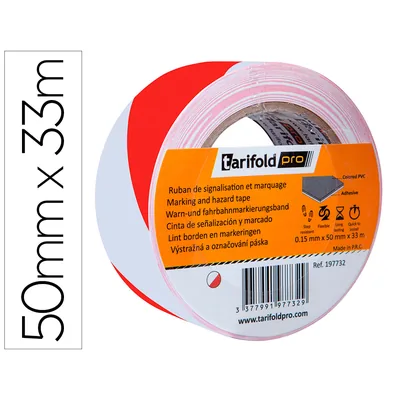 DJOIS Cinta Adhesiva Djois Seguridad para Marcaje y Señalizacion de Suelo 33 M X 50 MM Color Blanco/rojo