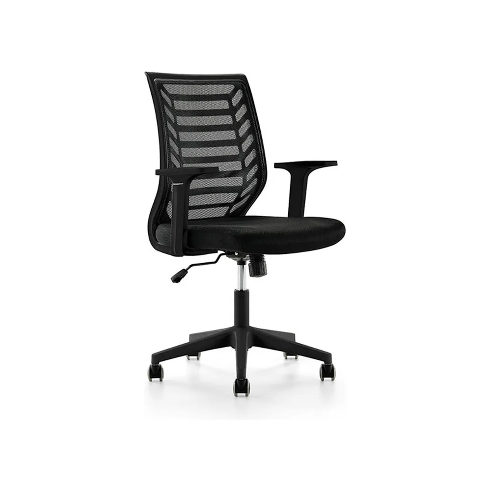 Silla Rocada de Oficina con Brazos Respaldo en Malla Transpirable y Asiento Tapizado en Tela Ignifuga