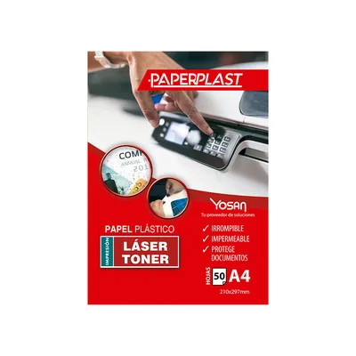 Sin marca Papel Plastico Yosan Paperplast Poliester Blanco Brillo DIN A4 250 Mc Imprimible Paquete de 50 Hojas