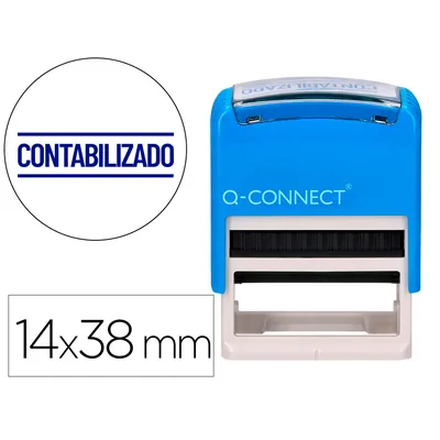 Q-CONNECT Sello Entintado Automatico Q-Connect Contabilizado Almohadilla 14X38 MM Color Azul