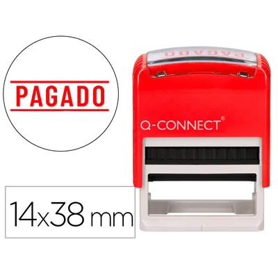 Q-CONNECT Sello Entintado Automatico Q-Connect Pagado Almohadilla 14X38 MM Color Rojo