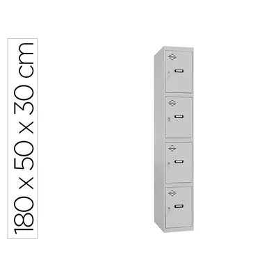 SIMONRACK Taquilla Metalica Simonrack 4 Puertas con Cerradura Montada Respiradero y Etiquetero Gris/gris 1800X500X300 MM