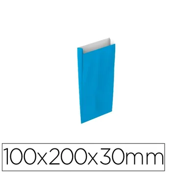 BASIKA Sobre Papel Basika Celulosa Celeste con Fuelle Xxs 100X200X30 MM Paquete de 25 Unidades