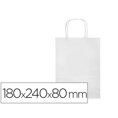 Q-CONNECT Bolsa Papel Q-Connect Celulosa Blanco Xs con Asa Retorcida 180X240X80 MM