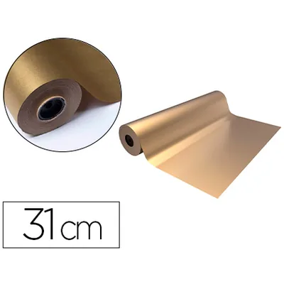 BASIKA Papel de Regalo Basika Metalizado Oro Bobina Ancho 31 CM Longitud 80 M