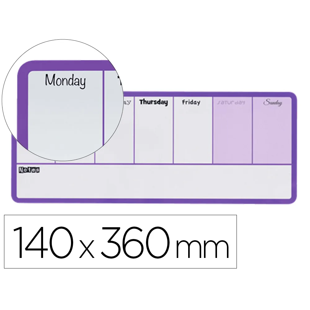 Planificador Semanal Nobo Magnetico Color Violeta 140X360 MM