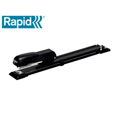 RAPID Grapadora Rapid E15 Metalica Brazo Largo Capacidad 20 Hojas Usa Grapas 24/6 y 26/26 Color Negro